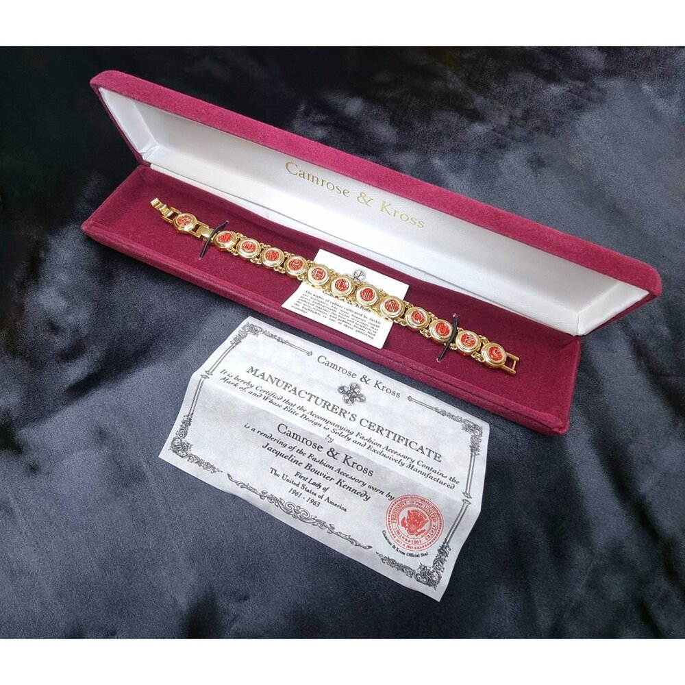 Camrose & Kross Gold-Tone Eleanor Roosevelt Initial Bracelet With Red Enamel Ori